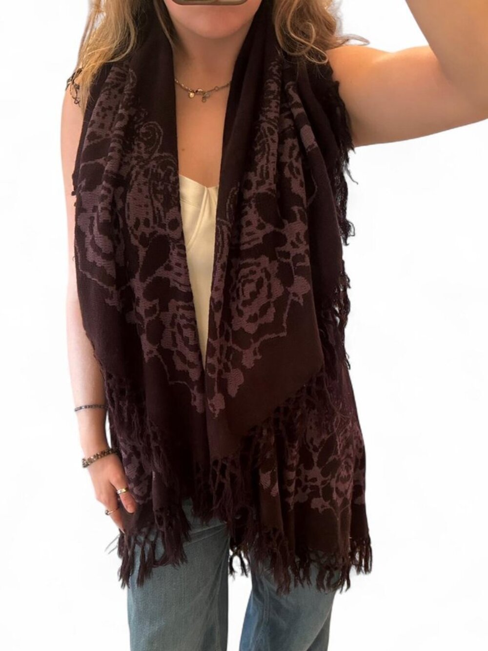Raj purple and marooon sweater cape - multiple ways to wear! - size unknown